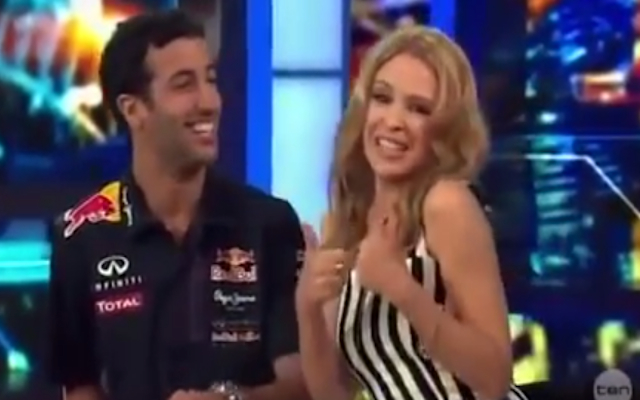 (Video) Red Bull F1 star Daniel Ricciardo left gushing following request by Aussie pop queen Kylie Minogue
