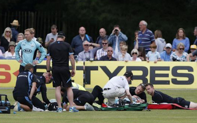 (Images) Moises Henriques, Rory Burns rushed to hospital following sickening collision in English T20 clash